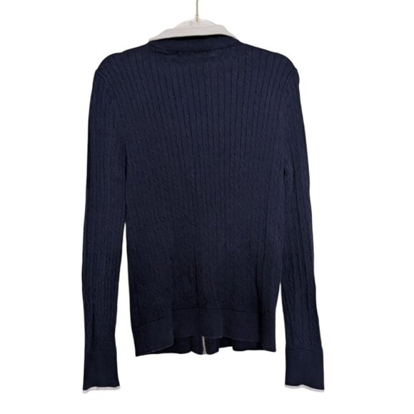 Lauren Ralph Lauren Ribbed Sweater Womens Size Medium Blue Embroidered  Full Zip - Picture 5 of 8